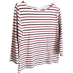 Liz Claiborne Striped Tee Women's Sz L Multicolor Long sleeve Boatneck pullover